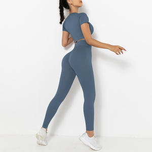 Ensemble de sport pour femme, vêtements de sport deux pièces, leggings d'exercice, vêtements de fitness, ensembles de yoga, tenues de sport, vente en gros personnalisée OEM, ensemble de yoga sans couture - Product Image 3