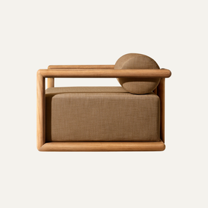 Modern Solid Teak Wood <b>Accent</b> <b>Chair</b> Upholstered Fabric Armchair for <b>Living</b> <b>Room</b> and Hotel Furniture - Product Image 2