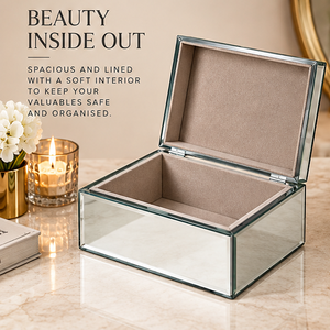 Caja de Almacenamiento de Joyas de Cristal con Perilla Cúbica, Acabado Brillante, Forro Suave, Organizador Decorativo para Recuerdos y Cosméticos - Product Image 3