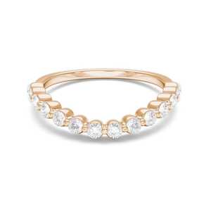Diamond <b>Stacking</b> Band Half Eternity Curved Round Cut 10K 14K Solid Gold Unique Minimalist Everyday Wear Stackable Matching <b>Ring</b> - Product Image 5