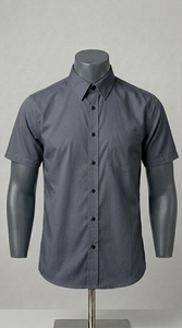 เสื้อเชิ้ตแขนสั้นผู้ชายแบบปรับแต่งได้ ผ้าทอเนื้อนุ่ม สวมใส่สบาย สไตล์ลำลองสำหรับมืออาชีพและชุดยูนิฟอร์มสำนักงาน - Product Image 4