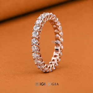 แหวนเพชรทรงกลมแบบ Trellis Style Eternity Band ขนาด 2.50 มม. เพชรเพาะเลี้ยงในห้องปฏิบัติการ แหวนแต่งงานเพชรสำหรับเธอ แหวนแบบซ้อนได้ - Product Image 3