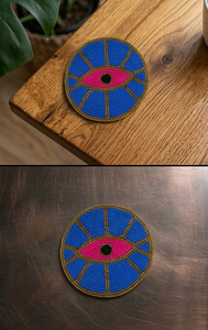 Luxury Floral Beaded <b>Coaster</b> Handmade Purple Gold Embroidered <b>Drink</b> <b>Coaster</b> Designer Table Decor Elegant Gift Unique Handmade - Product Image 5