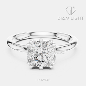 Bague de fiançailles en diamant de laboratoire taille coussin certifié IGI 1,75 carat, or blanc 14 carats, couleur F+, clarté VS+, bague de promesse, cadeau pour femme - Product Image 1
