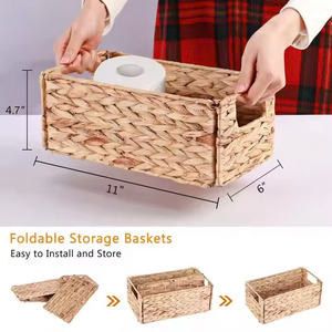 <b>Rectangular</b> makeup organizer tray made of water hyacinth, bathroom organizer tray. - Product Image 4