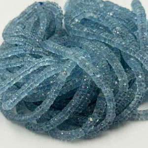 Cuentas facetadas de aguamarina natural de 5-7 mm, hilo de cuentas sueltas de piedras preciosas de aguamarina azul Tyer para la fabricación de joyas, 16 pulgadas - Product Image 1