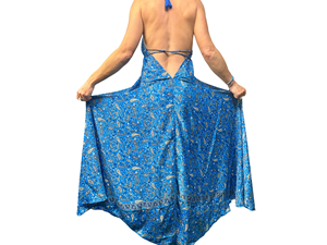 Collection été Robe longue décontractée en soie Taille libre florale Style occidental Y2K Vacances Nouvelle tenue de fête d'été lavable - Product Image 3