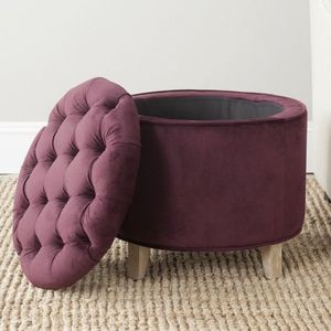 Tabouret ottoman moderne en bois massif avec siège rembourré pour salon, chambre et entrée - Product Image 4