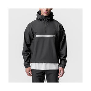 Chaqueta Anorak de Invierno para Hombre, Estilo Techwear, con Capucha, Media Cremallera, Impermeable, Cortavientos, con Logotipo Frontal, Ropa Urbana para Exteriores - Product Image 1