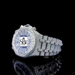 Montre-bracelet de luxe en acier inoxydable de qualité supérieure avec mouvement ETA, édition limitée 41 mm, verre serti de diamants, idéale pour les soirées et événements. - Product Image 2
