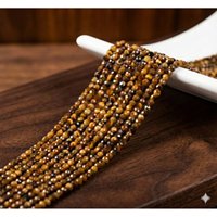 Perles en vrac micro-facettées en œil de tigre naturel de 2 mm de la meilleure qualité pour colliers, bracelets, boucles d'oreilles et bijoux DIY – Vente en gros