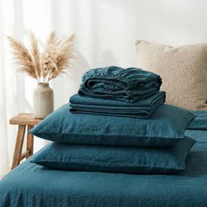 Parure de lit 4 pièces en lin de lin français 100% lavé à la pierre avec drap-housse, drap plat et 2 taies d'oreiller – Vente en gros - Product Image 1