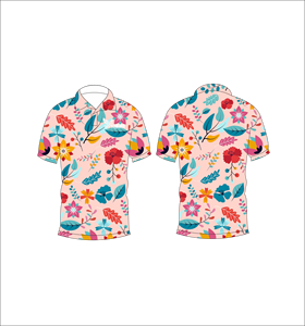 เสื้อโปโลพิมพ์ลายดอกไม้เขตร้อนสีสันสดใส ระบายอากาศได้ดี น้ำหนักเบา เหมาะสำหรับทีมกอล์ฟ แขนสั้น ผลิตด้วยเทคนิค Sublimation คุณภาพสูง - Product Image 1