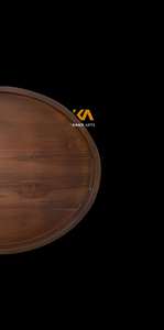 Plateau ottoman en teck fait main, plateau de service ovale en bois avec poignées - Product Image 4