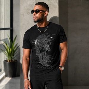 Cosh International OEM ODM T-shirt en coton noir premium pour homme avec motif crâne de cristal, style Hip Hop Streetwear, fournisseur en gros - Product Image 4