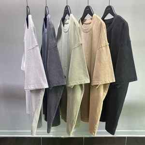 Camiseta de Algodón de Color Sólido para Hombre, Talla Grande, Manga Corta, Cuello Redondo, Estilo Casual, Tejido Jersey, Tinte Liso, Corte Regular - Product Image 3