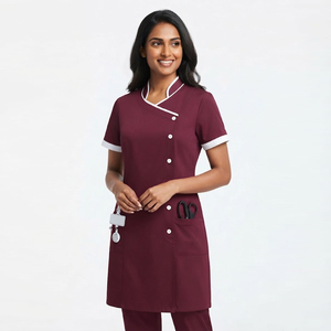 Blouse médicale à manches courtes pour infirmières, col montant, robe de travail médicale une pièce pour médecins et infirmières - Product Image 1
