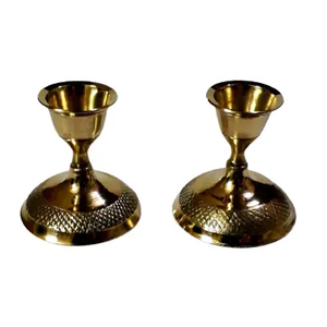 Support à bougie en laiton jaune, porte-bougie décoratif pour centre de table, décoration festive - Product Image 1