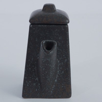 Olla de Cerámica para Salsa de Soya de 200 ml con Esmalte Reactivo, Diseño Minimalista, Tapa de Madera, para Restaurante, Hotel, Vajilla