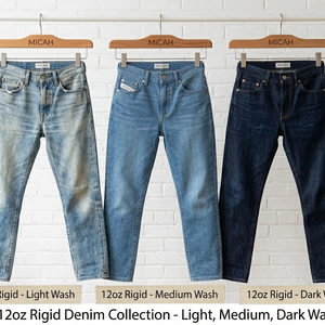 กางเกงยีนส์ผู้ชายทรงหลวมแบบสั่งทำพิเศษ เอวกลาง ซิปหน้า ปักลาย ตกแต่งอย่างดี ผ้าเดนิม 13 ออนซ์ ทรงแบ็กกี้ ซักแบบสโตนวอช - Product Image 6