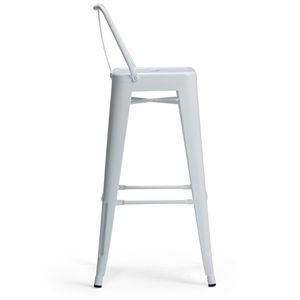 Rayne 30\" White Metal Bar <b>Stool</b> Set of 2 Elegant <b>Dining</b> Chairs - Product Image 2