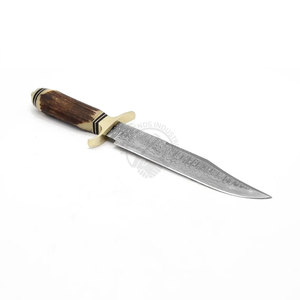 Nouvelle édition haut de gamme : Couteau de chasse Damas fait main, le meilleur couteau Bowie de camping ultra-affûté pour collectionneur, avec manche en bois de cerf et lame fixe. - Product Image 2