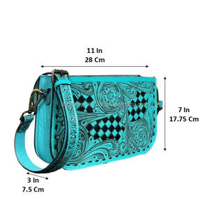 Sac à bandoulière en cuir véritable fait main, motif damier, prix usine 2026, idéal pour un usage quotidien - Product Image 2