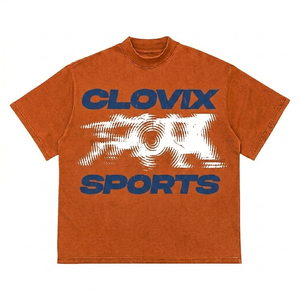 T-shirt à manches courtes pour homme Clovix Sports Heavyweight, coupe classique, coton, imprimé graphique, vêtements décontractés, fabrication OEM ODM - Product Image 3