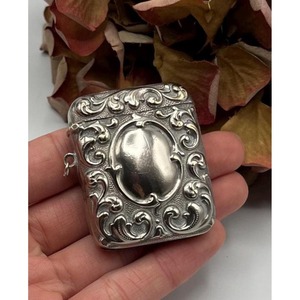 Vintage Aluminum Silver Tone <b>Match</b> <b>Box</b> With Ornate Filigree Design Durable Household Use - Product Image 4