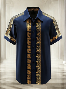 เสื้อเชิ้ตผู้ชายแขนสั้นแบบเรียบง่ายสำหรับธุรกิจ ผ้าถัก ระบายอากาศได้ดี พิมพ์ลายคมชัด 100% โพลีเอสเตอร์ - Product Image 1