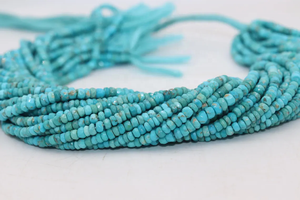 Perles rondes facettées en turquoise d'Arizona naturelle, 3,5 mm, 13 pouces, pierres précieuses en vrac pour la fabrication de bijoux, magasin de pierres précieuses indien, trou de 0,5 mm - Product Image 2