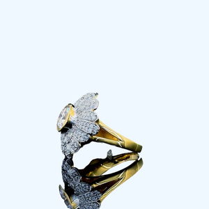 Anillo de Cóctel con Forma de Flor para Mujer, Chapado en Oro de 18K, con Circonita Cúbica y Micropavé, Joyería Glamurosa para Boda o Compromiso - Product Image 1