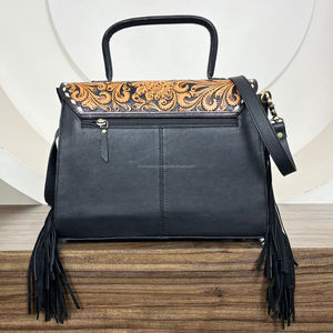 Recién llegado 2025, bolsos de mano con flecos de cuero para mujer, bolsos cruzados de cuero de vaca genuino a la moda de lujo para mujer - Product Image 5