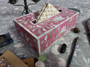 Caja de pañuelos decorativos con Incrustaciones de nácar para mesa de comedor, caja de pañuelos faciales de concha de mar hecha a mano para el hogar y el spa - Product Image 4