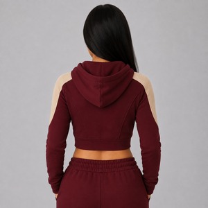 Custom <b>Women's</b> Winter Crop <b>Top</b> Hoodie 100% Cotton Breathable <b>Zip</b>-<b>Up</b> Front Printed Logo Streetwear Oversize Eco-Friendly High - Product Image 4