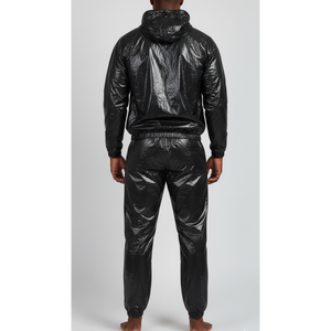 Traje de sauna de PVC anti-rotura para hombre, negro, para gimnasio, fitness, pérdida de peso, conjunto de sauna completo, venta al por mayor - Product Image 4