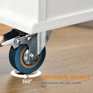 Carrello da Cucina Versatile con Ruote Bianche, Piano Ribaltabile, Portasciugamani/Portaspezie, Cassetti, Mobiletto, Design Moderno Portatile in MDF - Product Image 5