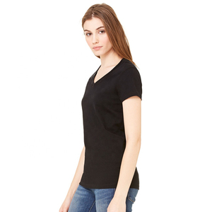 Camiseta de Cuello en V para Mujer, Manga Corta, Relajada, 100% Algodón Peinado, Transpirable, Disponible en Todos los Colores - Product Image 3