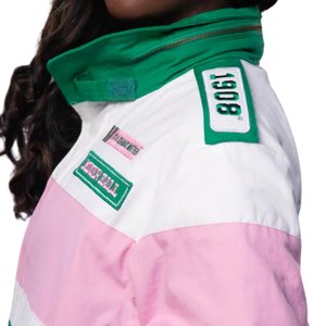 Chaqueta Deportiva para Mujer, Verde, Rosa y Blanca, con Cierre, Estilo Urbano, Ligera, Elegante, Transpirable, para Otoño - Product Image 6