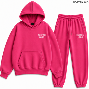 Ensemble de survêtement unisexe surdimensionné en coton écologique OEM ODM, style hip-hop, avec sweat à capuche et pantalon de jogging personnalisés, streetwear premium, marque privée - Product Image 1