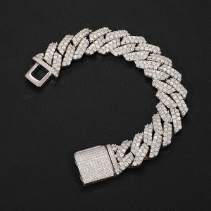 Pulsera de Cadena de Diamantes con Baño de Rodio en Plata 925 para Hombre, Corte Brillante Redondo, Micro Pavé, Geométrica, de Lujo, para Uso Diario - Product Image 1