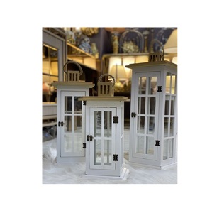 Porte-bougie en bois style ouragan avec fenêtre en verre et poignée en corde, fait main, centre de table décoratif de Noël pour la maison - Product Image 2