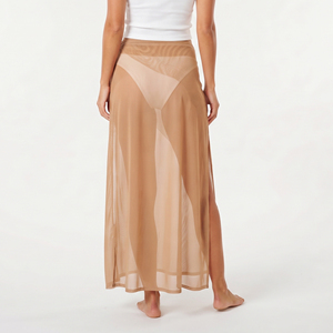 Stylish Transparent Beach Cover-Up <b>Swim</b> <b>Skirt</b> Anti-UV Waterproof Tummy Control Features Elastic Waist 100% Polyester Outerwear - Product Image 2