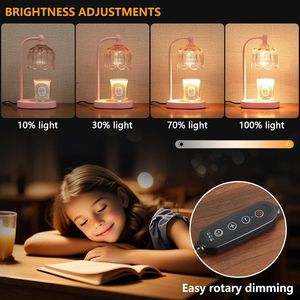 Pink Melt Wax Warmer Lamp with <b>Timer</b> Dimmer Mother's Day Gift for Mom/Wife Features 2 Bulbs for Candle Jar - Product Image 3