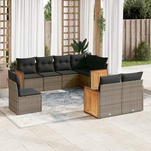 Conjunto de Sofás Modulares Grandes para Jardín, en Ratán Sintético Gris y Acero con Recubrimiento en Polvo, Muebles para Patio - Product Image 1