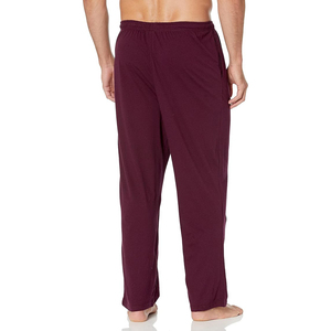 Deep Burgundy Tonal <b>Drawstring</b> Men Jersey Lounge Pyjama Pants Button Fly Elastic Waist <b>Trouser</b> - Product Image 2