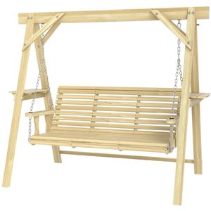 Altalena da Giardino in Legno Naturale con Supporto per Veranda, Terrazza o Giardino - Product Image 6