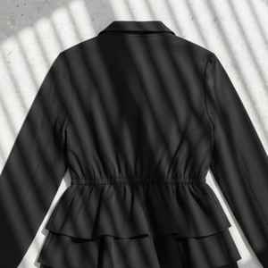 Veste trapèze décontractée pour femme Jack and Jill, bleu marine, avec fermeture éclair sur le devant, ourlet à volants, élégante, manteau d'extérieur pour femme - Product Image 6