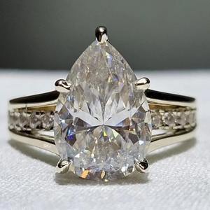 แหวนแต่งงานเซอร์คอนทรงรีสำหรับสตรีสีเงินแท้925รูปวงรีสำหรับผู้ทดสอบการตั้งค่ากรอบสำหรับใส่บัตรงานแต่ง - Product Image 5