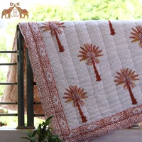 Premium Jaipuri Palm Tree Baby Quilt Couverture en coton artisanale pour enfants tout-petits et nouveau-nés